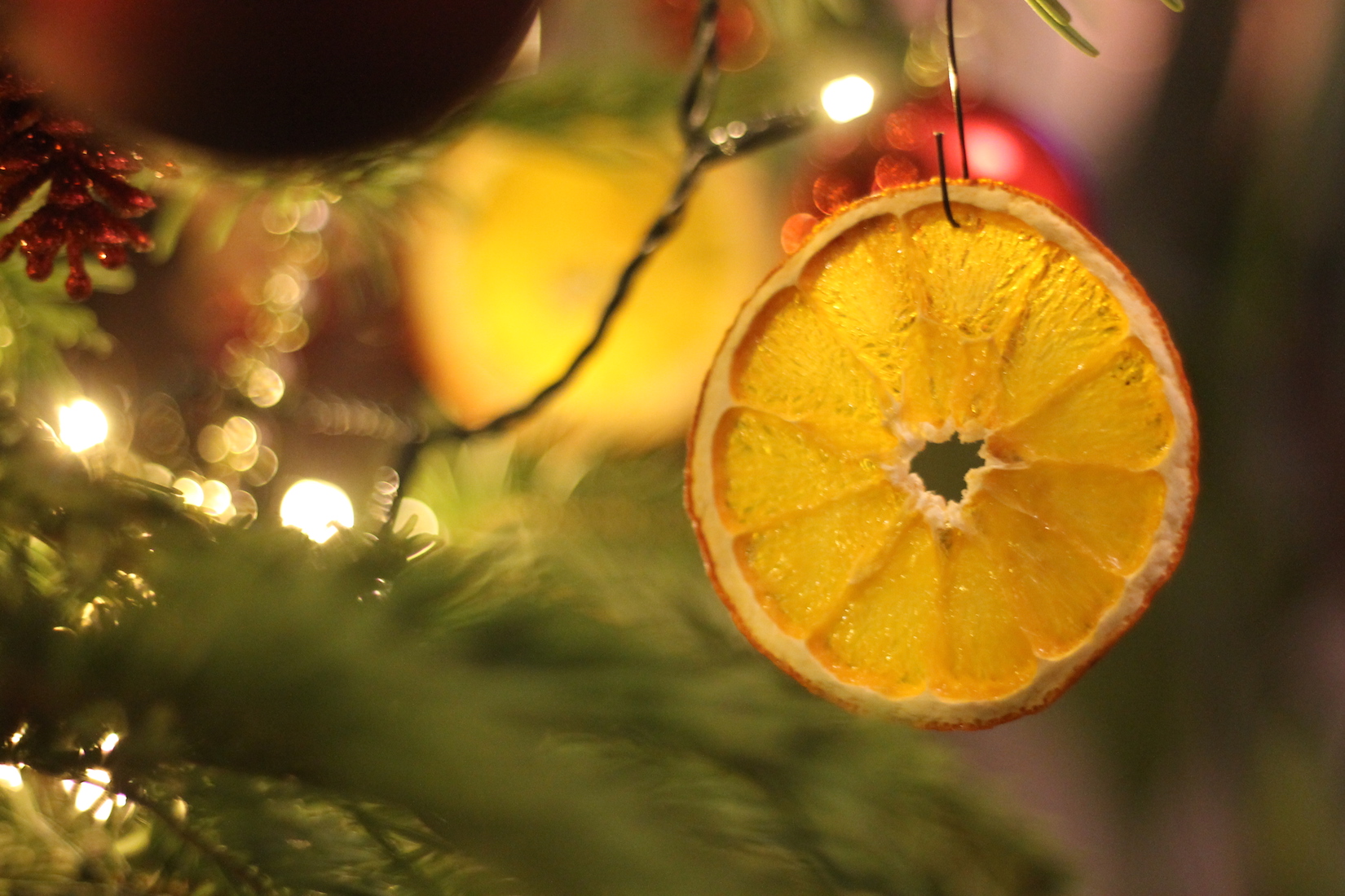 Attaché avec ruban rouge Naturelles séchées oranges Décorations pour arbres de Noël